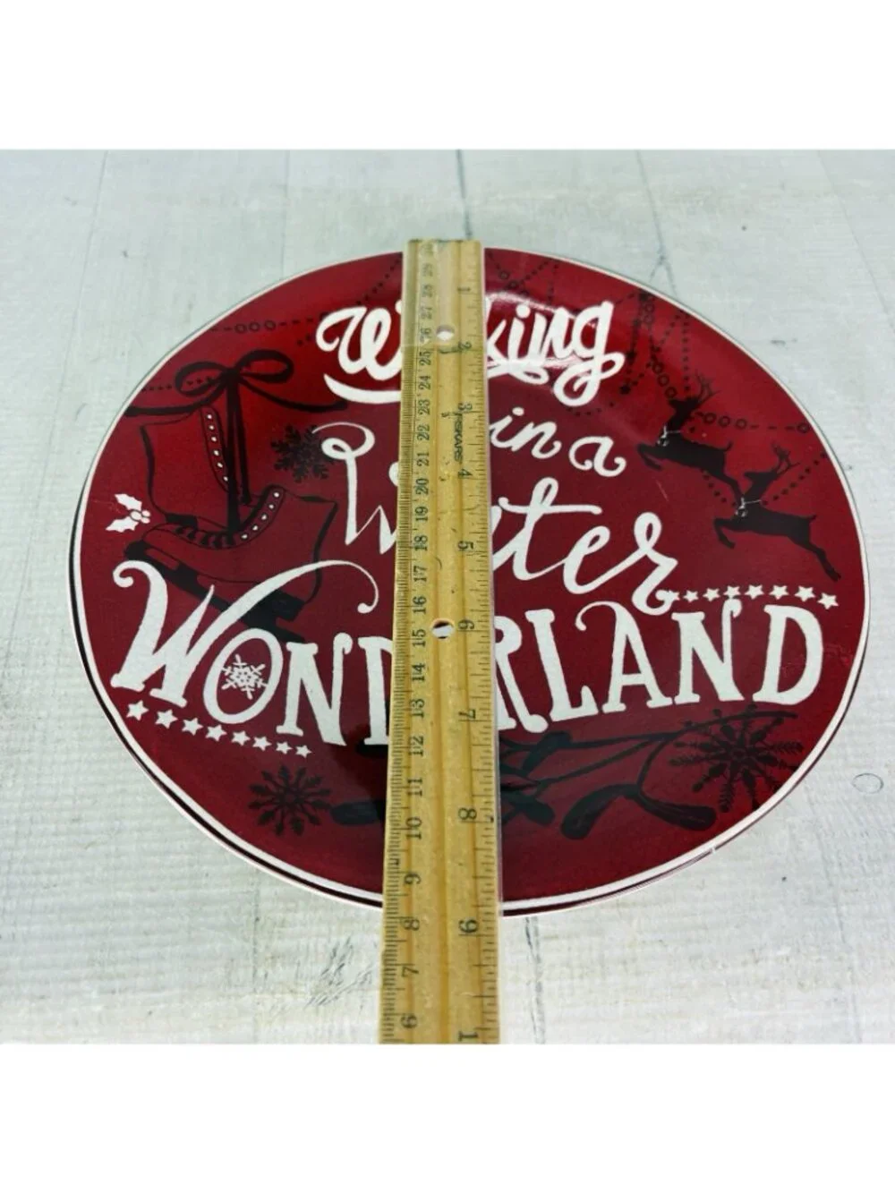 222 Fifth CHRISTMAS TUNES  Red White Words Porcelain 9